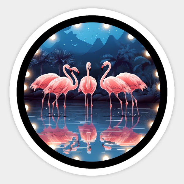 Flamingo Flock Sunset, Love Flamingos Sticker by logiamerch